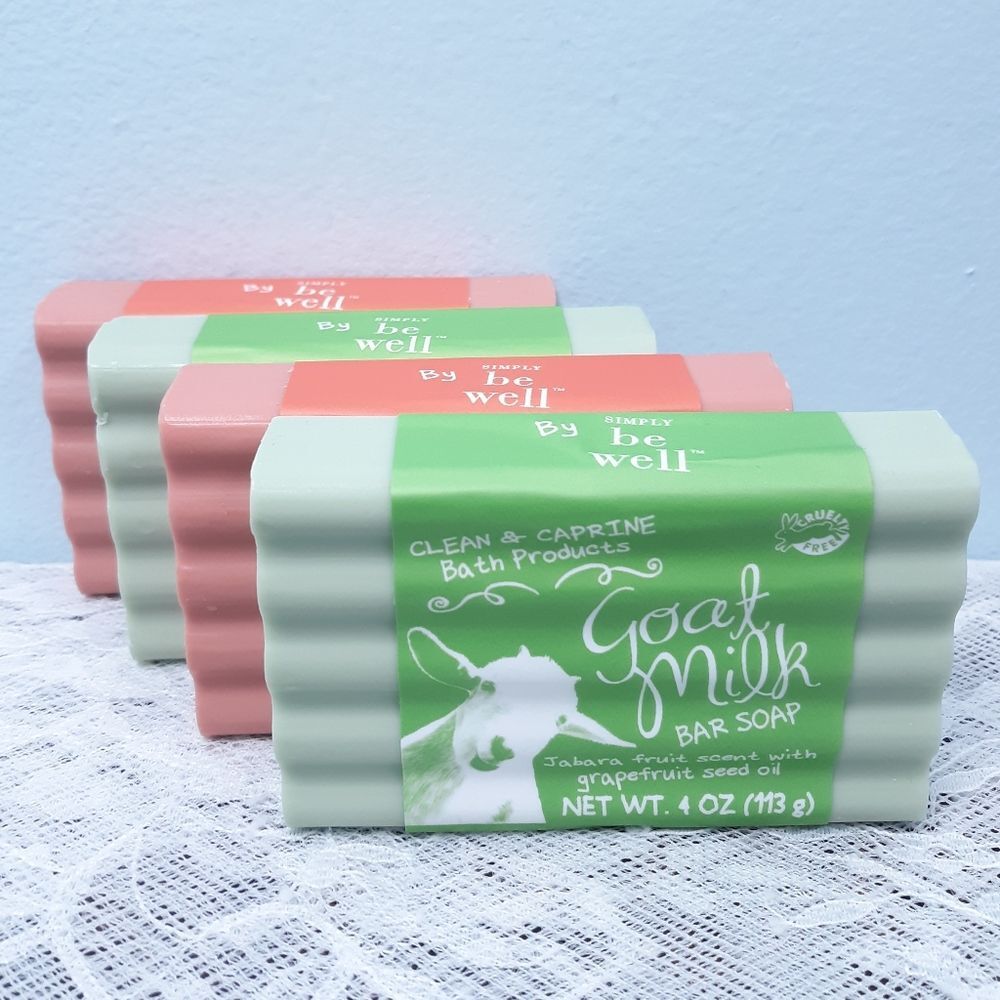 4 Goat Milk bar Soap Clean Caprine Simply Be Well Jabara Fruit Papaya red green
